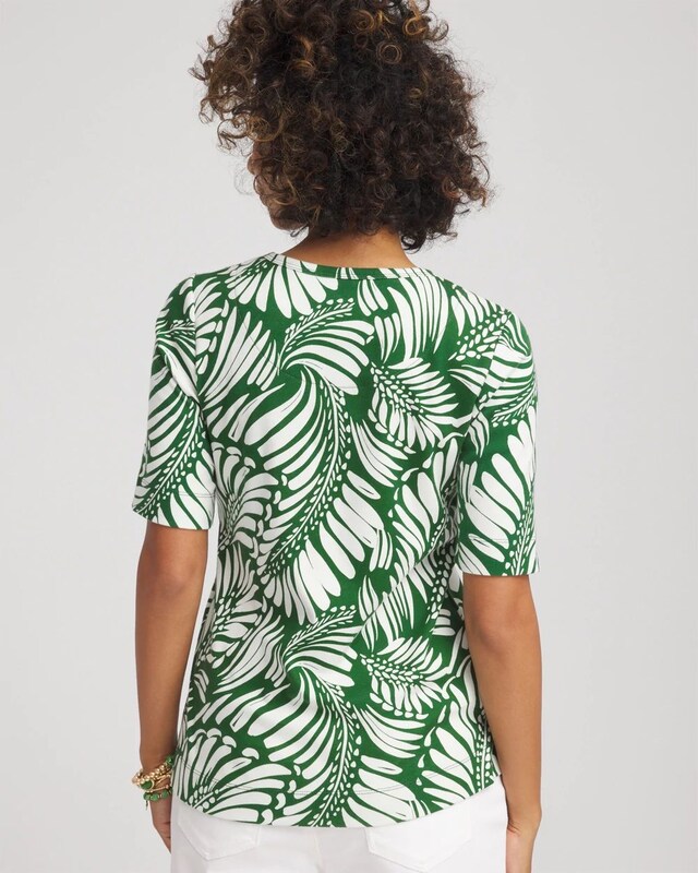 Palm-Frond-Motif Classic-Fit Pima Tee - image 3